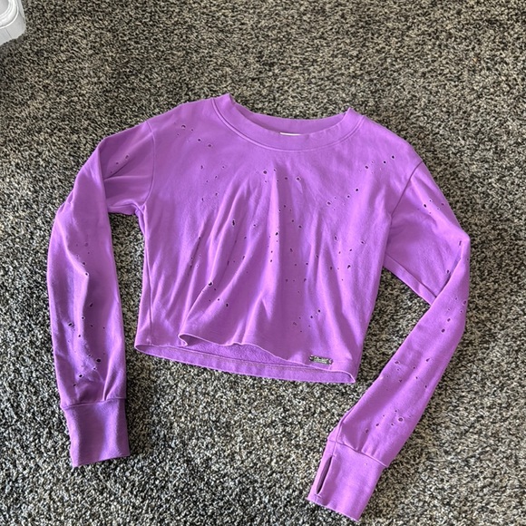 BOMBSHELL SPORTSWEAR - Purple Long Sleeve Crop Top - Picture 1 of 1